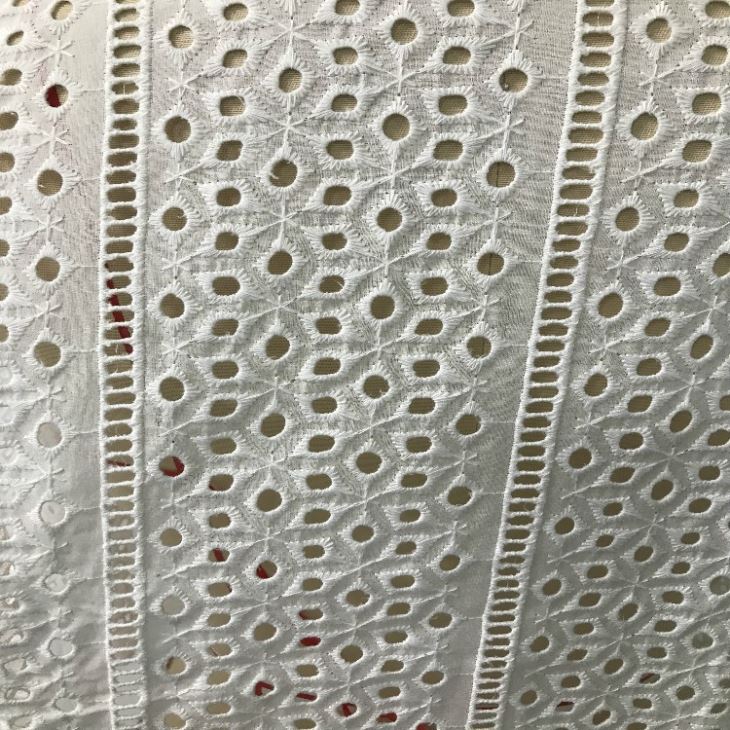 Cotton Eyelet Floral Embroidery Fabric